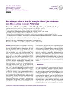 Clim. Past, 11, 765–779, 2015 www.clim-past.netdoi:cp © Author(sCC Attribution 3.0 License.  Modelling of mineral dust for interglacial and glacial climate