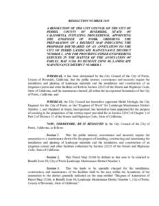 RESOLUTION NUMBER 3845  A RESOLUTION OF THE CITY COUNCIL OF THE CITY OF  PERRIS,  COUNTY  OF  RIVERSIDE,  STATE  OF  CALIFORNIA,  INITIATING  PROCEEDINGS,  APPOINTING  THE  ENGINEER  OF  WORK, 