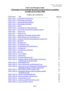 Version: January 2013 Thru FAC[removed]FAR Cost Principles Guide (Chronology of Cost Principle Revisions Issued in Federal Acquisition Circulars (FACs) Since 1984)