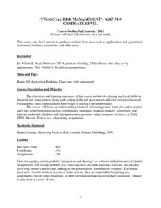 Management / Risk management / Business / Project management / Security / Financial risk management / Value at risk / Credit risk / Financial risk modeling / Actuarial science / Financial risk / Risk