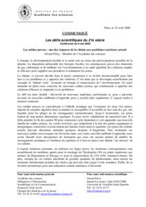 Invitation à la conférence de Gérard Férey sur les solides poreux - 25 avrilCommuniqué