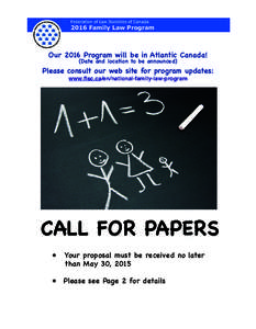Federation of Law Societies of Canada[removed]Family Law Program Join us in picturesque Our 2016 Program will be in Atlantic Canada!
