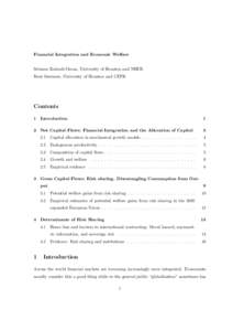 Financial Integration and Economic Welfare Sebnem Kalemli-Ozcan, University of Houston and NBER Bent Sørensen, University of Houston and CEPR Contents 1 Introduction
