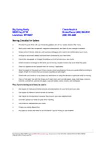 Moving Checklist for Sellers