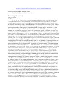 Southern Campaign American Revolution Pension Statements & Rosters Pension Application of John W . Porter W 3037 Transcribed and annotated by C. Leon Harris [Punctuation partly corrected.] State of Kentucky } Floyd Count