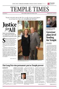 Athletics’ shrier honored for 60 years service | Page 7  news.temple.edu TEMPLE TIMES Temple’s monthly newspaper for the university community