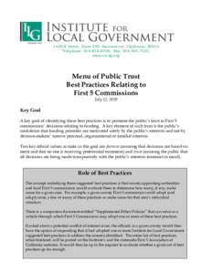 1400 K Street, Suite 205; Sacramento, California, 95814 Telephone: [removed]; Fax: [removed]; www.ca-ilg.org Menu of Public Trust Best Practices Relating to