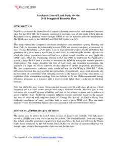 PacifiCorp 2011 IRP - Loss of Load Study[removed])