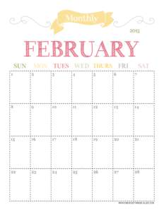 Monthly 2015 FEBRUARY SUN MON TUES WED THURS FRI