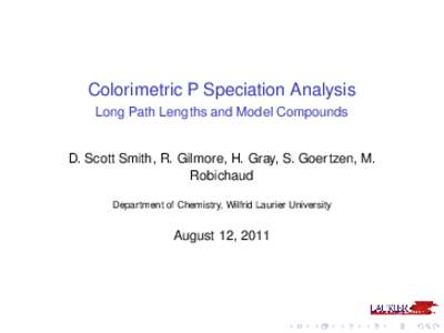 Colorimetric P Speciation Analysis - Long Path Lengths and Model Compounds