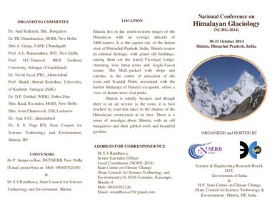 National Conference on ORGANIZING COMMITTEE Dr. Anil Kulkarni, IISc, Bangalore Dr TK Chandrasekar, SERB, New Delhi Shri A. Ganju, SASE, Chandigarh