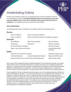 Microsoft Word - Credentialing criteria - provider portal