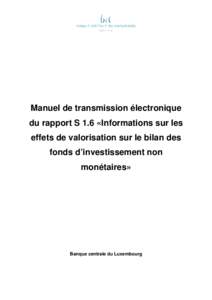 Manuel de transmission électronique du rapport S 1.6 «Informations sur les effets de valorisation sur le bilan des fonds d’investissement non monétaires»