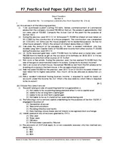 P7_Practice Test Paper_Syl12_Dec13_Set 1 Direct Taxation Section A (Question No. 1 is compulsory and any four from Question No. 2 toa) Answer each of the following questions: