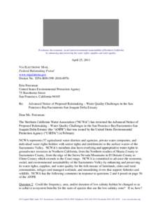 Northern California Water Association on EPA San Francisco Bay Delta Estuary Water Quality Advanced Notice of Proposed Rulemaking Docket number EPA-R09-OW[removed]