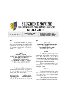 Akontacija za II kvartaluključujući i pretplatu za “Službene novine BPK-a Goražde” – 40 KM 30. maj/svibanjGORAŽDE