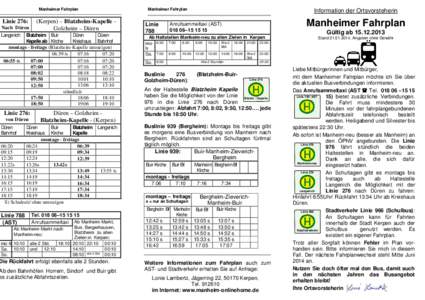 Manheimer Fahrplan  Linie 276: