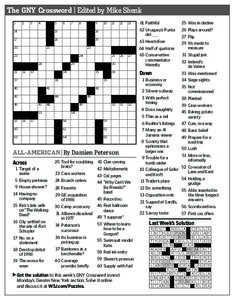 The GNY Crossword | Edited by Mike Shenk[removed]