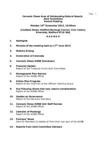 Page 1 Cannock Chase Area of Outstanding Natural Beauty Joint Committee Annual Meeting Monday 16th December 2013, 10:00am Craddock Room, Stafford Borough Council, Civic Centre,
