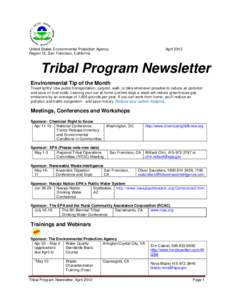 United States Environmental Protection Agency Region IX, San Francisco, California April[removed]Tribal Program Newsletter