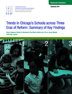Research Summary September 2011 CONSORTIUM ON  CHICAGO SCHOOL RESEARCH