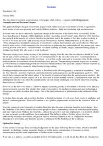 Newsletter Newsletter[removed]June 2002 This newsletter is in effect an introduction to the paper which follows - A paper entitled Employment, Unemployment and Economic Dogma. This paper challenges that part of economic 