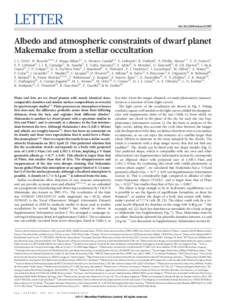 LETTER  doi:[removed]nature11597 Albedo and atmospheric constraints of dwarf planet Makemake from a stellar occultation