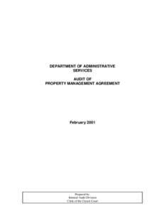 DEPARTMENT OF ADMINISTRATIVE SERVICES AUDIT OF PROPERTY MANAGEMENT AGREEMENT  February 2001