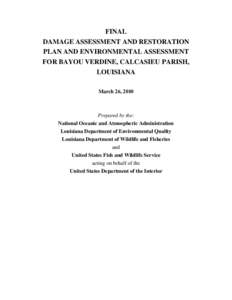 FINAL  DAMAGE ASSESSMENT AND RESTORATION PLAN AND ENVIRONMENTAL ASSESSMENT