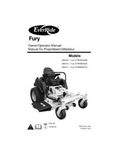 Fury Owner/Operator Manual Manuel Du Propriétaire/Utilisateur Models[removed] – Fury EFRKW1948S
