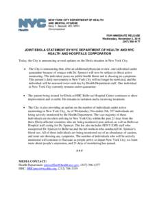 Ebola / Mononegavirales / Tropical diseases / Zoonoses / Ebola virus disease / Bellevue Hospital Center / New York City Health and Hospitals Corporation / New York City Fire Department / Bellevue / Medicine / Biology / Microbiology