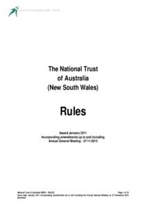 National Trust of Australia (NSW) – RULES  The National Trust of Australia (New South Wales)