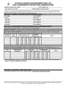 PLANTS OF CONCERN LAND MANAGEMENT FORM[removed]PART 1: MANAGEMENT IN THE PAST YEAR - SUBPOPULATIONS PERSON COMPLETING FORM: DATE SUBMITTED: