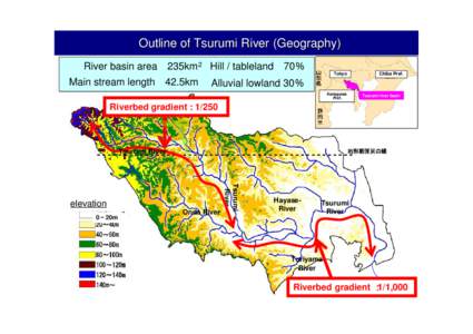 Outline of Tsurumi River (Geography) River basin area 235km2 Hill / tableland  Main stream length 42.5km