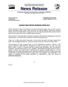 News Release Cooperating with the New York Department of Agriculture and Markets 10B Airline Drive, Albany, New York[removed]Contact: Irene Fan[removed]