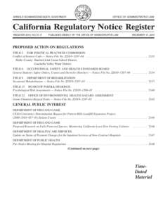 California Regulatory Notice Register 2010, Volume No. 51-Z