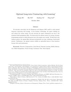 Optimal Long-term Contracting with Learning Zhiguo Hey Bin Weiz  Jianfeng Yux