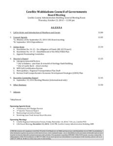 Cowlitz-Wahkiakum Council of Governments Board Meeting Cowlitz County Administration Building, General Meeting Room Thursday, October 23, 2014 ~ 12:00 pm  AGENDA