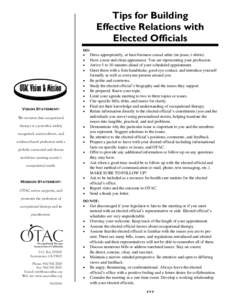 Fact Sheet - Tips for Legislator Relations.pub