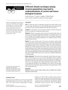 Different climatic envelopes among invasive populations may lead to underestimations of current and future biological invasions