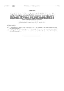 Corrigendum to Commission Implementing Regulation (EU) No[removed]of 2 September 2014 initiating an investigation concerning the possible circumvention of anti-dumping measures imposed by Council Regulation (EU) No 502/