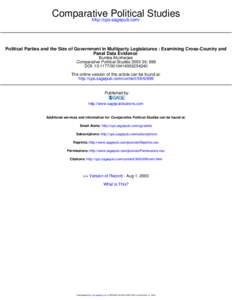 Comparative Political Studies http://cps.sagepub.com/ Political Parties and the Size of Government in Multiparty Legislatures : Examining Cross-Country and Panel Data Evidence