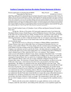 Southern Campaign American Revolution Pension Statements & Rosters Pension application of Absalom Powell R8401 Transcribed by Will Graves Mary Powell