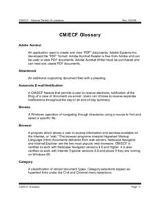 CM/ECF - Eastern District of Louisiana  Rev[removed]CM/ECF Glossary Adobe Acrobat