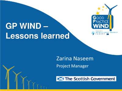 GP WIND – Lessons learned Zarina Naseem Project Manager  GP WIND - overview