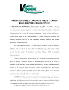 Microsoft Word - Barbados-Based Company Hires V-COMM.doc