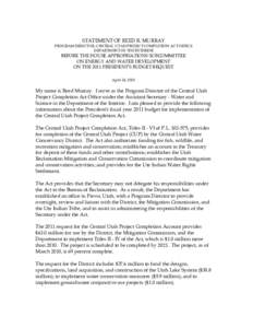Central Utah Project / United States Bureau of Reclamation / Ute people / Water Resources Development Act / Ute Indian Rights Settlement / Utah / Central Utah Project Completion Act / United States