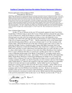 Southern Campaign American Revolution Pension Statements & Rosters Pension application of David Johnson S5641 Transcribed by Will Graves f30VA[removed]