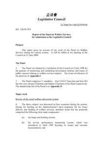 立法會 Legislative Council LC Paper No. CB[removed]Ref : CB2/PL/WS  Report of the Panel on Welfare Services