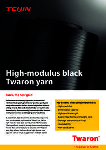 High-modulus black Twaron yarn Black, the new gold Performance is extremely important in the world of reinforced racing sails, professional sporting goods, and many other markets that are focused on pushing limits or